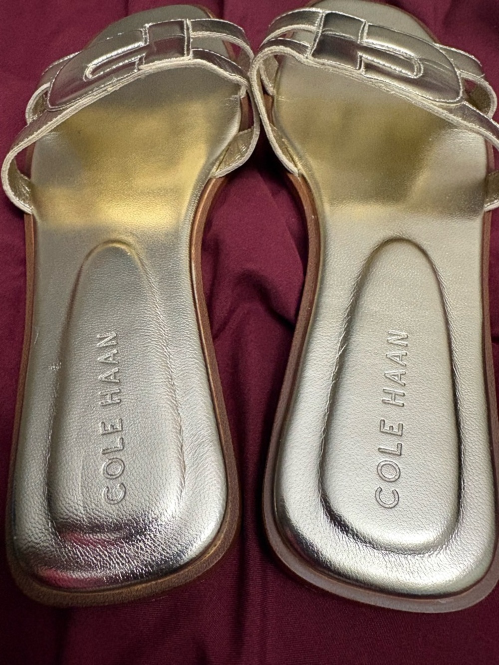 Cole Haan Gold Metallic Slide Mules - Picture 8 of 9